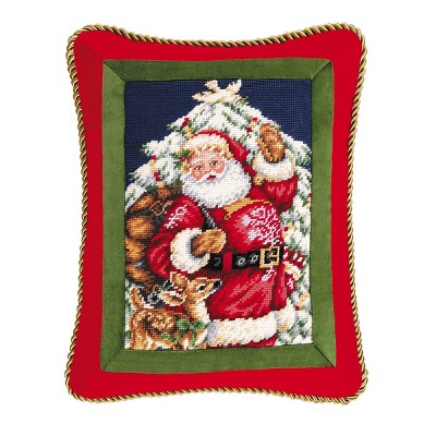 C&F Home 14" x 14" Santa With Deer Needlepoint Pillow