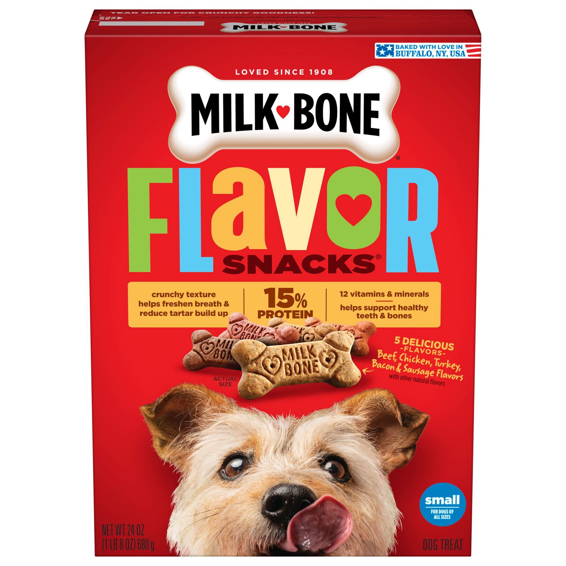 Milk-Bone Biscuits with Beef, Turkey, Sausage, Bacon and Chicken Flavor Crunchy Dog Treats - 24oz
