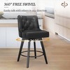 Arceso 26" Swivel Counter Height Bar Stools, Modern Bar Stools with Back and Metal Round Footrest, Solid Wood Legs, Linen Fabric Upholstered Barstools - 3 of 4