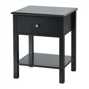 Costway End Table Nightstand Storage Display Drawer Shelf Beside Bedroom White\Black - 1 of 4