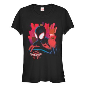 Juniors Womens Marvel Spider-Man: Into the Spider-Verse City T-Shirt - 1 of 3