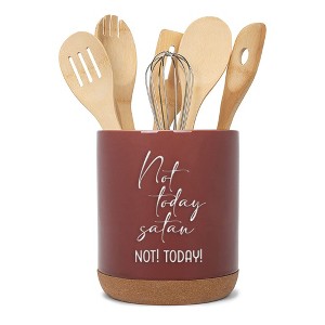 Elanze Designs Not Today Satan Red X-Large Cork Bottom Kitchen Utensil Holder - 1 of 2