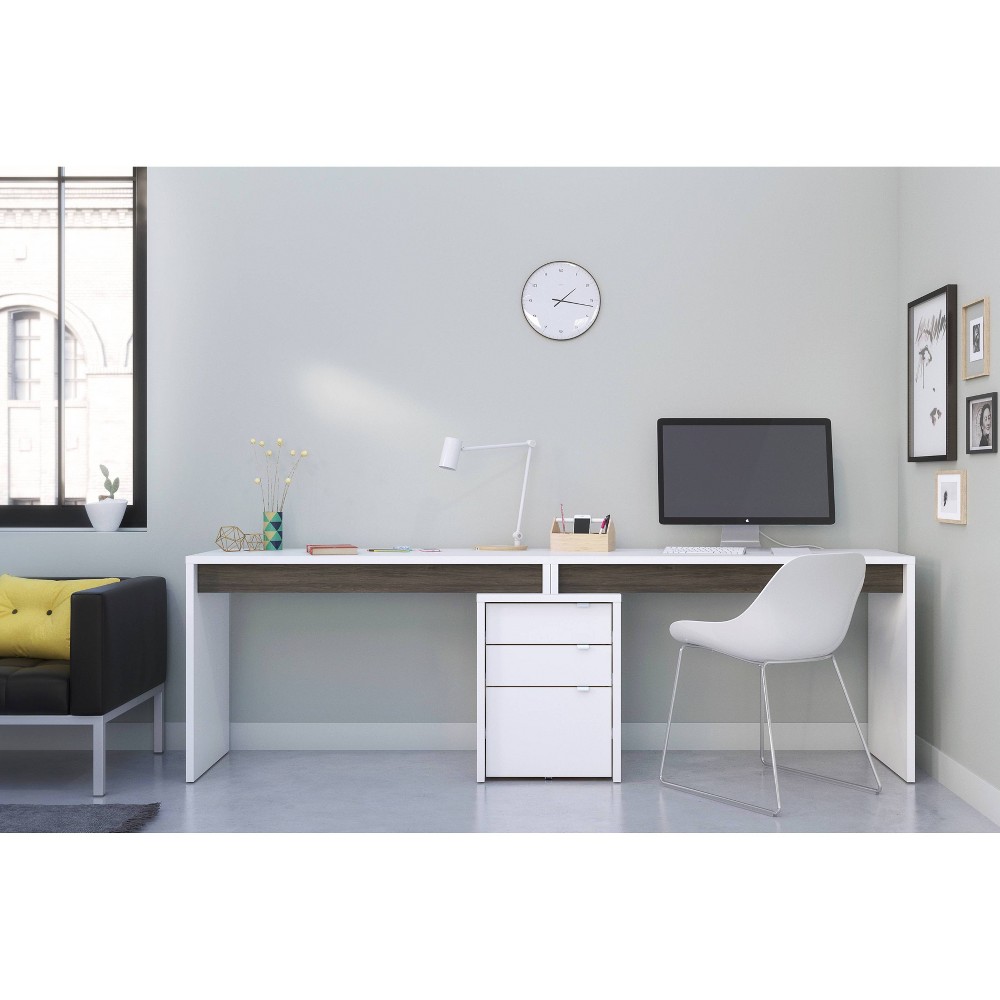 Photos - Office Desk 3pc Chrono Home Office Set with 2 Reversible Desk Panels Gray/White - Nexe