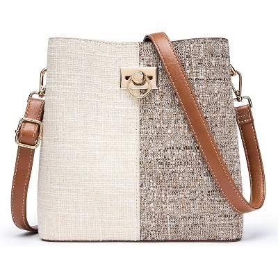 Crossbody Purses for Women Vegan Leather Bucket Bag Fashion Ladies Crossbody Handbag Shoulder Purse with Multi Pockets