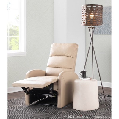 Beige Faux Leather Contemporary Recliner Chair