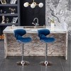 Roundhill Furniture Masaccio Velvet Upholstered Adjustable Swivel Barstool, Blue, Set of 2 - 3 of 4