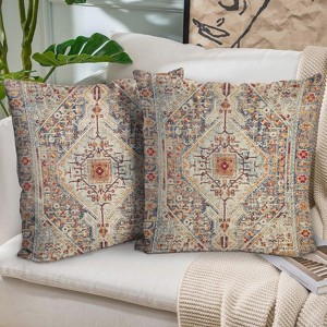 Boho Throw Pillow Covers 18x18 inch Set of 2,Bohemian Vintage Carpet Pattern Antique Ethnic Decor - 1 of 4