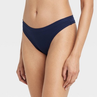 Women's Cotton Stretch Comfort Thong - Auden™ Navy Blue M