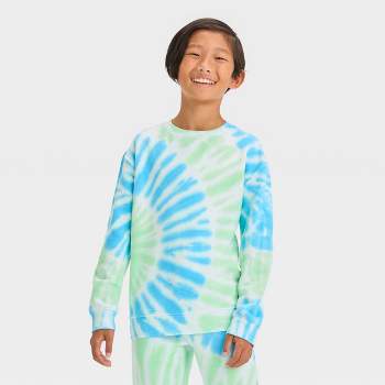Boys' Tie-Dye Fleece Crewneck Pullover Sweatshirt - Cat & Jack™ Gray