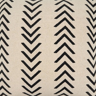 22" Square Cotton Chevron Pillow Cover in Cream and Black