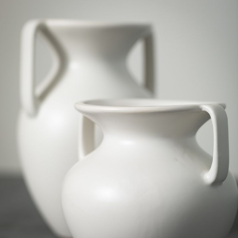 Sullivans Bisque Ceramic Handled Ceramic Urn Set of 2, 9"H & 6"H White, 2 of 6