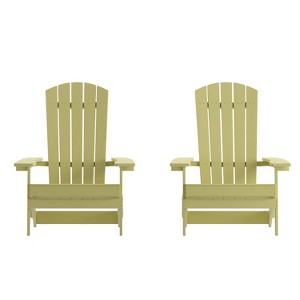 Emma and Oliver Set of 2 Indoor/Outdoor Poly Resin Folding Adirondack Chairs, All-Weather Chairs for Porch, Patio, or Sunroom - 1 of 4