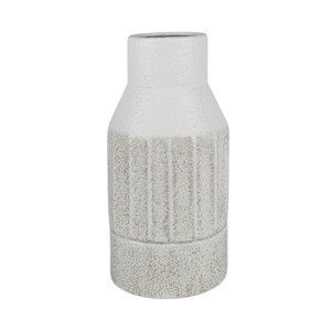 Fluted Sandy Vase White Metal - Foreside Home & Garden - 1 of 4