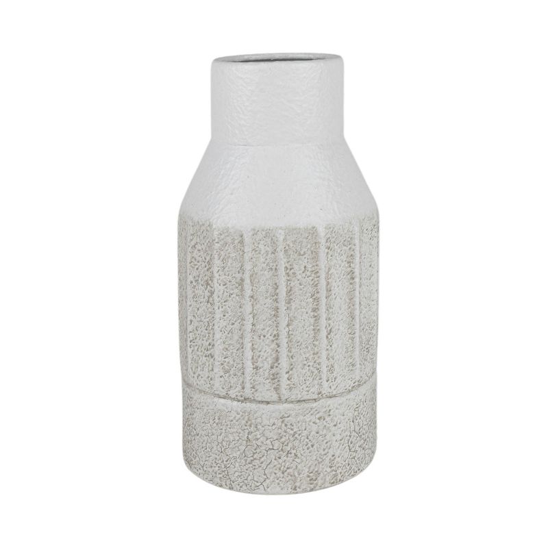 Fluted Sandy Vase White Metal - Foreside Home & Garden, 1 of 7