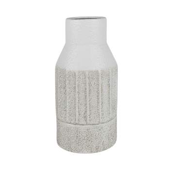 Fluted Sandy Vase White Metal - Foreside Home & Garden