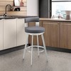 Armen Living 26" Flynn Metal with Faux Leather Swivel Counter Height Barstool Silver/Gray - image 2 of 4