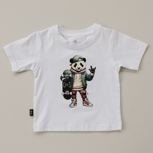 Kids Panda Graphic Print Short Sleeve Tee - Olive + Scout - 1 of 4