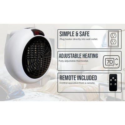 Compact White Plug-in Electric Heater with Thermostat