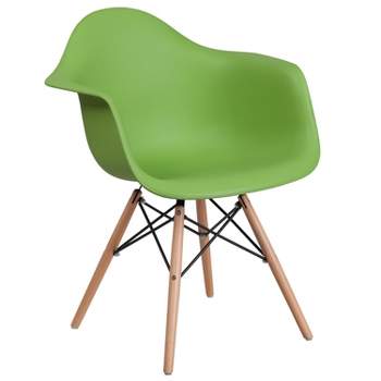 Flash Furniture Alonza Series Plastic Chair with Arms and Wooden Legs