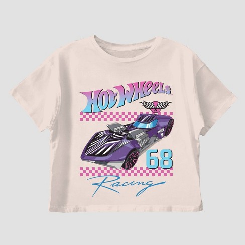 Girls' Hot Wheels Boxy Short Sleeve Graphic T-shirt - Off