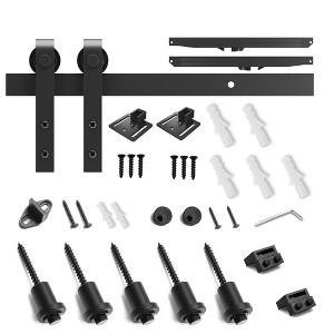 SMARTSTANDARD Interior Sliding Barn Door Hardware Kit with Soft Close, Heavy Duty Matte Black Track with J-Shape Hangers (Door Not Included) - 1 of 1