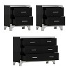 VYNXARIA Exquisite 3 Piece Black Bedroom Collection: Dresser & Twin Nightstands, Boasting Metal Handles and Subtle Mirror Accents - 4 of 4