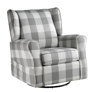 Acme Furniture Patli 35" Accent Chairs Gray Fabric: Flannel Upholstery, Swivel Base, Wood & Metal Frame - 1 of 4