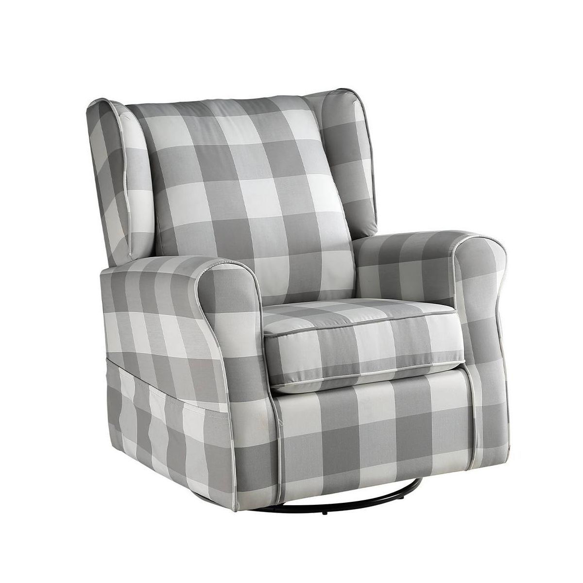 Acme Furniture Patli 35" Accent Chairs Gray Fabric: Flannel Upholstery, Swivel Base, Wood & Metal Frame