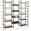 Acekool Triple Column 5-Tier Bookshelf, Tall Adjustable Display Shelves, Industrial Bookcase for Living Room, Bedroom, Office, Vintage Style - 2 of 4