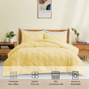 Peace Nest 3 Piece Pintuck Pinch Pleat and Seersucker Bubble Ruffled Chic and Tufted Clipped Comforter Set - 1 of 4