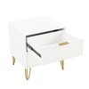 Sapphtopaz Modern Nightstand with 2 Vertical Textured Drawers Bedside Table with Splayed Gold Metal Legs & Handles Night Stand for Bedroom - 2 of 4