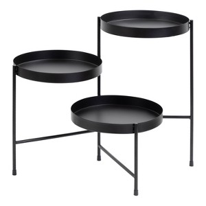 Kate and Laurel Finn Round Metal Plant Stand, 13x13x22, Black - 1 of 4