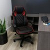 Elama High Back Adjustable Faux Leather Office Chair in Black and Red Trim - 3 of 4