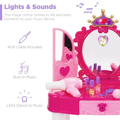 Best Choice Products Kids Vanity Mirror Set Girl Pretend Play Toy W