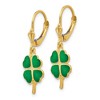 Black Bow Jewelry Green 4-Leaf Clover Lever Back Earrings in 14k Yellow Gold and Enamel - 2 of 4