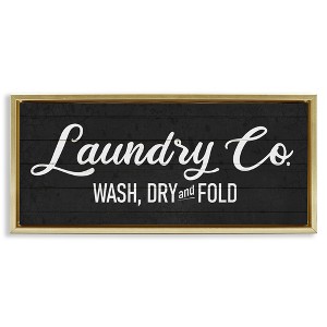 Stupell Industries Rustic Laundry Co Sign Floating Frame Canvas Art, Gold, 25" x 11" - 1 of 4