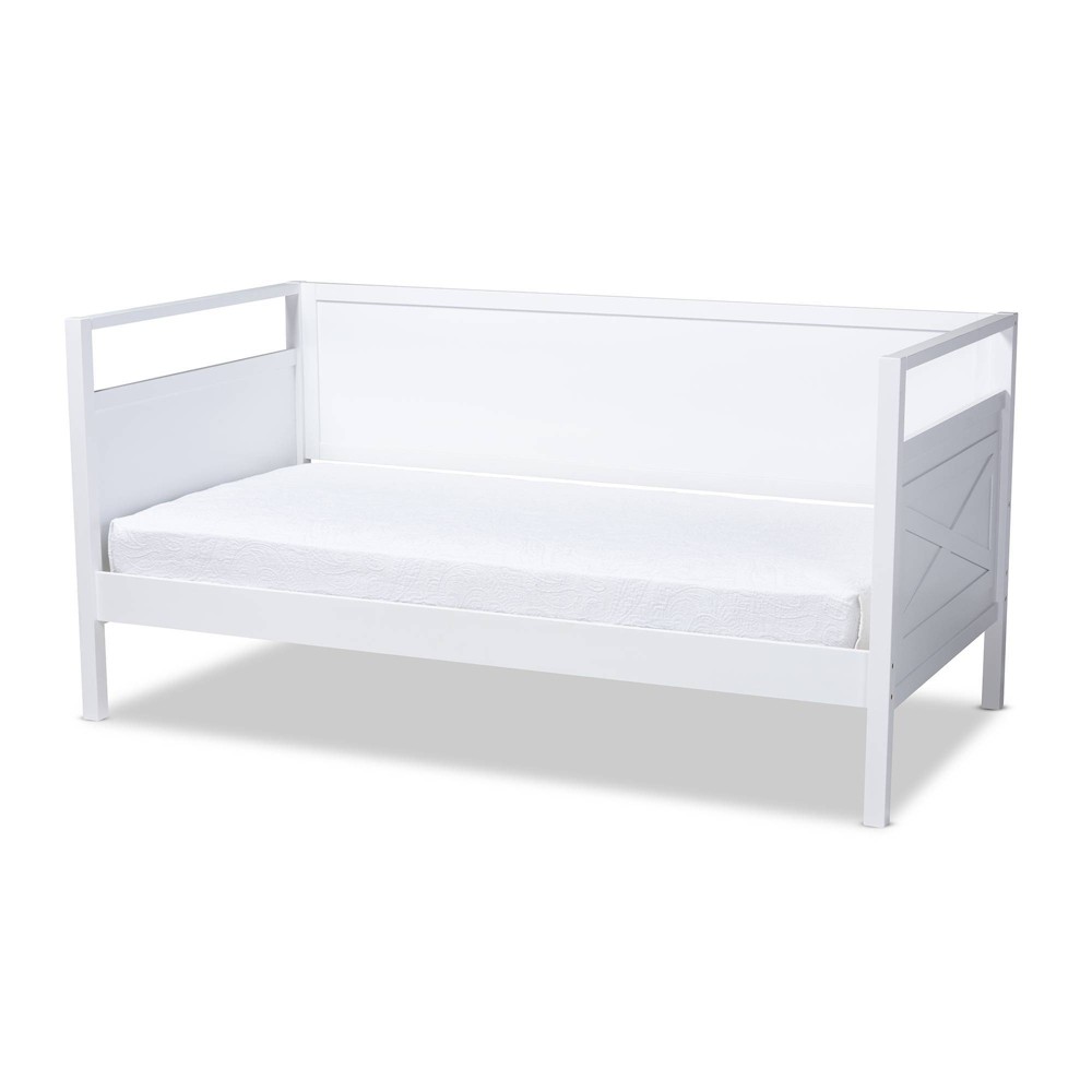 Photos - Bed Frame Twin Cintia Wood Daybed White - Baxton Studio