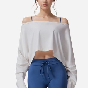 Anna-Kaci Active Women's Cropped Long Sleeve Pullover with Wide Boat Neck - 1 of 4