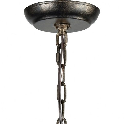 Deep Rust 5-Light Chandelier with Crystal Droplets