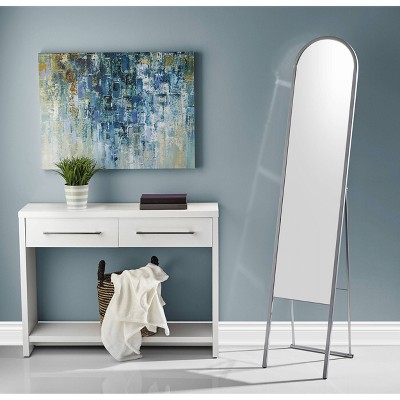 Elegant Silver Full-Length Freestanding Rectangular Mirror
