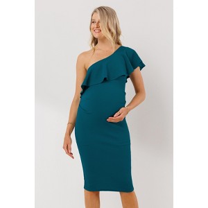 Hello Miz Women's Ruffled One Shoulder Maternity Dress - 1 of 4