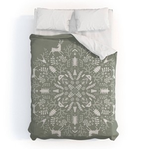 Queen Pimlada Phuapradit Winter Forest 1 Polyester Duvet Cover + Pillow Shams Gray - Deny Designs - 1 of 4