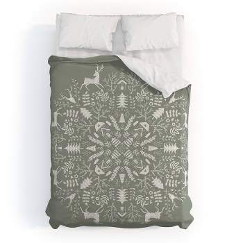 Queen Pimlada Phuapradit Winter Forest 1 Polyester Duvet Cover + Pillow Shams Gray - Deny Designs