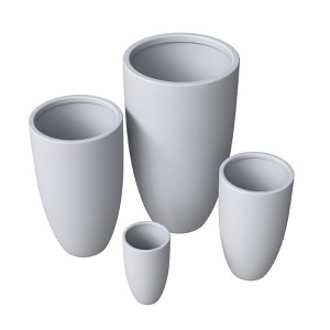 LeisureMod Crete 4-PC Set Tapered Round Stone Planters with Drainage Holes & Weather-Resistant Cover for Indoor and Outdoor Patio Herb Garden - 1 of 4