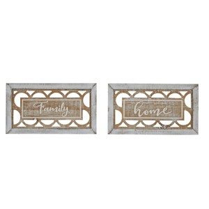 Set of 2 Farmhouse Wood Carved Sign Wall Decors - Olivia & May - 1 of 4