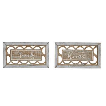 Set of 2 Farmhouse Wood Carved Sign Wall Decors - Olivia & May