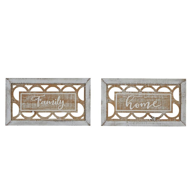 Set of 2 Farmhouse Wood Carved Sign Wall Decors - Olivia & May, 1 of 6