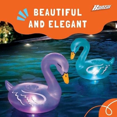 Translucent White PVC Inflatable Swan Pool Lanterns with LED Lights