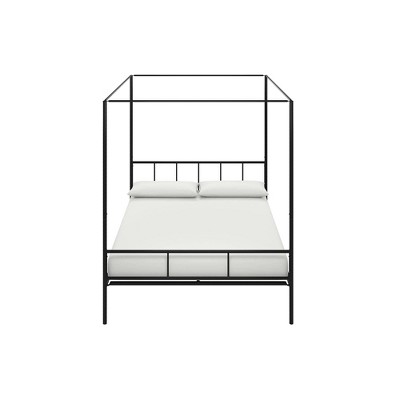 Marion Black Metal Queen Canopy Platform Bed with Headboard