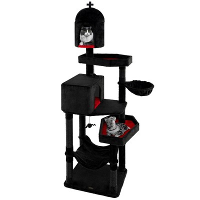 Tangkula Gothic Cat Tree for Indoor Cats Extra Large Cat Tower w/2 Cat Condos Coffin Bed